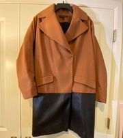 Cynthia Steffe color block wool and lambskin coat size 6