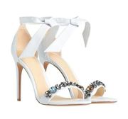 Alexandre Birman Clarita Jeweled Stiletto Heel Sandals White Bridal