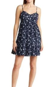 Abound Women's Blue Floral Mini Sundress Adjustable Straps Lined XS NWOT