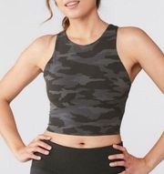 NWT Athleta Conscious Crop Sports Bra Tank A-C Cup Black Grey Camo Print Size XL