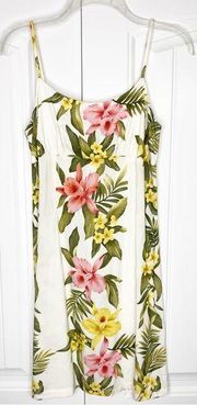 Vintage Hawaiian Floral Print Spaghetti Strap Dress Small Two Palms