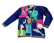 Storybook Knits Animal Cardigan Sweater Button-Down Oversized Size Small Women's