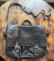 VINTAGE:  | Logan, leather, flap over, messenger briefcase.