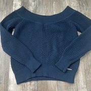 Abercrombie & Fitch Navy Blue off the shoulder abercrombie sweater