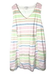 Kim Rogers Plus Size 2X Dress Striped Sleeveless A Line White Knee Length 1417