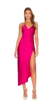 SER.O.YA Retrofête Emma Silk Slip Dress High Slit Fuchsia Pink XXS NWT