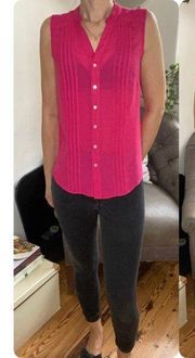 Nanette Lepore Pink Sleeveless Button Down Shirt Size S