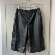 NWT Avec Les Filles Faux Leather Black Shorts Bermuda Soft Designer Luxury 4