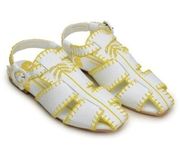 FARM RIO Yellow Whipstitch Palm Tree Sandals Size 9.5 NEW