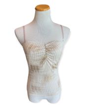 Womens  Metallic Ribbed Tank w Translucent Straps - Sz M