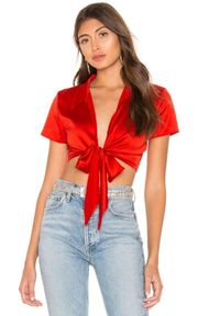 Revolve Miley Tie-Front Stain Red Top