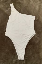 Petite seamless bodysuit one shoulder white size 8