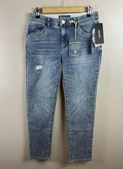 Democracy Ab Solution Jegging Jeans Size 4 Mid Rise Distressed Stretch Blue