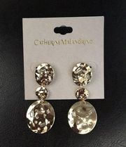 New Hammered Gold & Crystals 3 tier Earrings