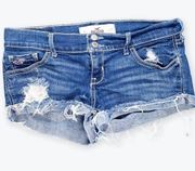 Hollister  Blue Denim Distressed Mini Shorts 27