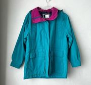 Vintage 90s Pacific Trail Teal & Purple Windbreaker Winter Jacket M