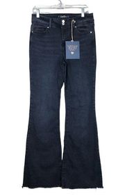 Indigo Rein Women Jeans Sz 11 Black High Rise Waist Raw Hem Flare Bell Bottom