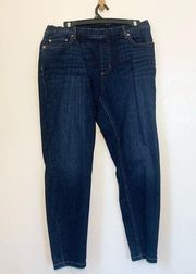 L.L. Bean BeanFlex skinny leg dark blue pull on jeans size 16p