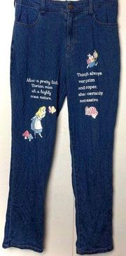 Disney Alice in Wonderland Printed Hi Waist Jeans