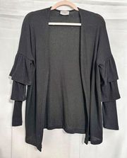 Everly black ruffle cardigan