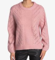 Elodie pink crew neck cable knit sweater pullover