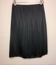 Vintage Vassarette black satin nylon midi skirt Size:Large