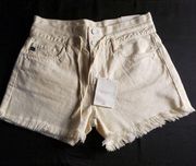 KanCan High Rise Distressed Shorts Cream NWT Large‎