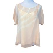 Gypsy 05 Sheer Tie Dye Pink White Silk Lined Blouse Women Size Medium Open Back