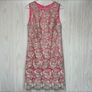 Eliza J Pink Beige Floral Lace Overlay Dress