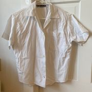 Anne Klein  Petite white cotton blouse shirt sleeves