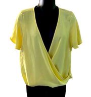 NWT Everly Small Faux Wrap Yellow Blouse Francesca’s V Neck NEW