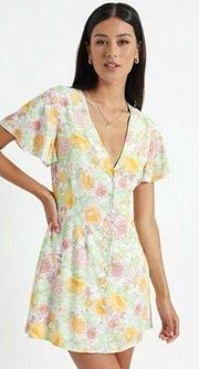 Showpo  Daiquiri Dress Linear Floral Pastel Mini Dress Size 6