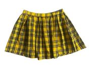 Hot Topic Yellow/Black Plaid Pleated Skirt Size SM