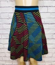 Missoni Women's Multicolor Striped Elastic Waist Pull On A-Line Skirt Size 40