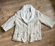 Soft Surroundings Beige Tweed Blazer Linen Blend Sz XL