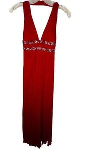 B Darlin Red Halter Formal Maxi Dress