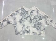 IRO Blouse Helio Cream/Gray Printed Hammered Silk Size 42 Batwing Top