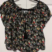 Kontrol black flower off shoulder top in xl