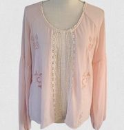 Gimmicks by BKE pink embroidered blouse size medium