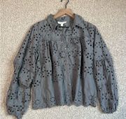 Shabby Chic Cotton Flowy long sleeve Blouse Size S