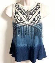 Urban Outfitters Ecote ombré beaded sequin lightweight tank top blue bei…