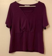 Sag harbor Stretch Roughed Flare Short Sleeve Purple Blouse.
