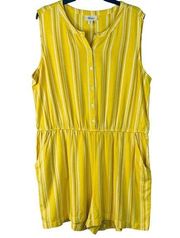 Style & Co XX-Large Romper Shorts Striped V-Neck Sleeveless Pockets Yellow New