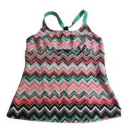 Unbranded Womens Striped Printed Strappy Racerback Tankini Swim Top Size L