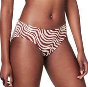 ANDIE Swim Hipster Bikini Bottom in Bias Stripe Truffle Brown Cream Sz L, NWT