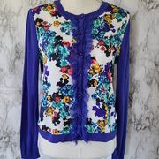 Ellen Tracy floral satin cardigan size small