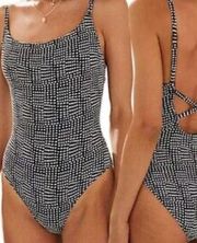 American Eagle Aerie Jacquard Crossback One Piece Swimsuit Size M full coverage