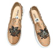 NEW Olivia Miller Genesee Bee Embellished Sneakers Pearl Stone