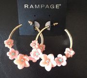 Rampage 3D Peach Floral Gold Hoops