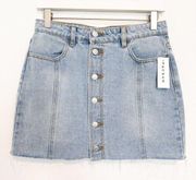 PacSun NWT  Denim Button Front High Rise Jean Mini Skirt Pockets Blue New Size 26